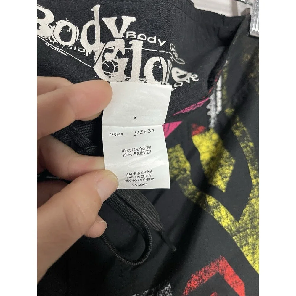 Body glove Men's 34 Black Neon Print Board Shorts 9